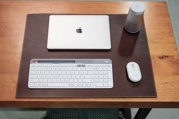 13 COLORS - Stitched Buttero Leather Desk / Keyboard & Mouse Pad