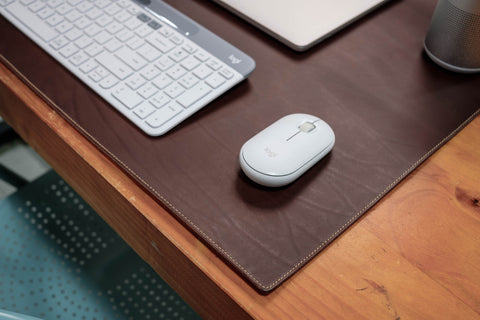 13 COLORS - Stitched Buttero Leather Desk / Keyboard & Mouse Pad