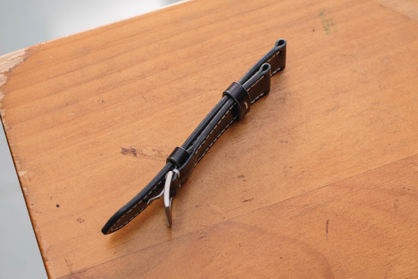 Black Shell Cordovan Leather Tapered Basic Watch Strap (18, 20, 22 and 24 mm)