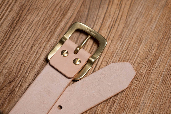 CUSTOMIZABLE - 4 COLORS Natural Vegetable-tanned Leather Garrison Belt (1.5 inch, 38 mm wide)