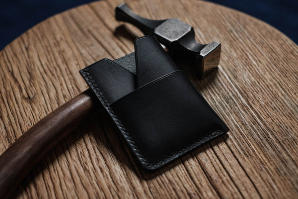 13 COLORS - Black Buttero Leather Kimono Card Wallet