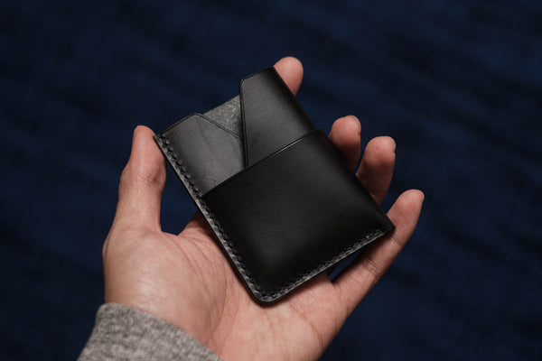 13 COLORS - Black Buttero Leather Kimono Card Wallet