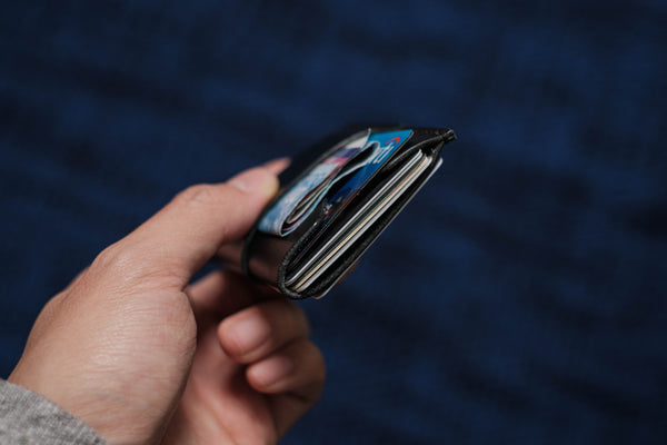 13 COLORS - Black Buttero Leather Kimono Card Wallet