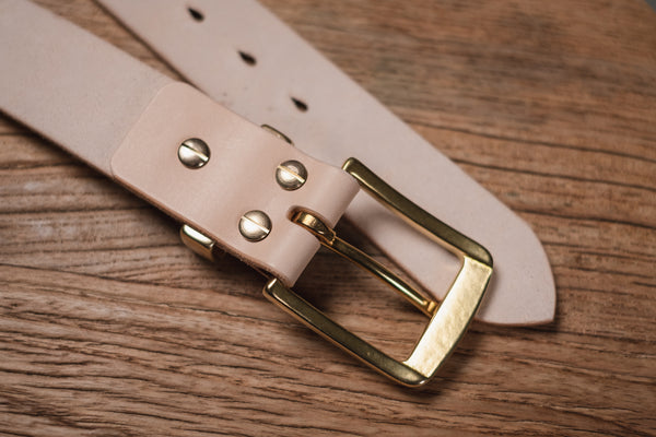 CUSTOMIZABLE - 4 COLORS Natural Vegetable-tanned Leather Standard Belt (1.5 inch, 38 mm wide)