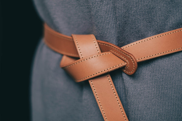 13 COLORS - Caramel Buttero Leather Ladies' Knotted Belt