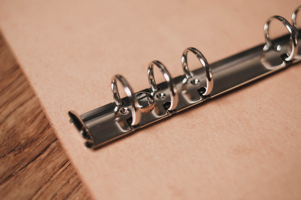 Caramel Buttero Leather Binder Cover with Elastic Closure for Filofax