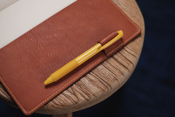 6 COLORS - A5/Hobonichi/Midori MD Orange-brown Elastic Closure Pebbled Leather Notebook Cover