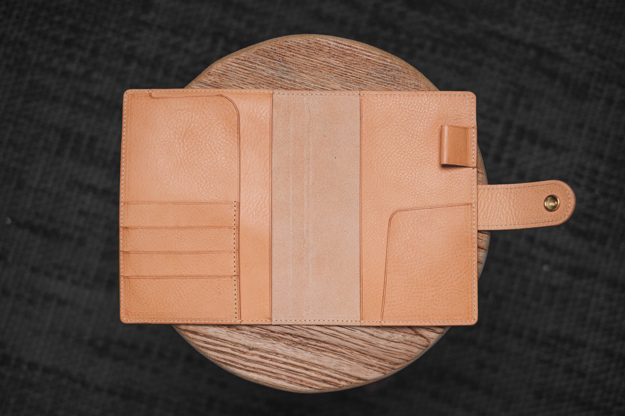 6 COLORS - B6/Stalogy Natural Snap Closure Pebbled Leather Notebook Cover with Card Slots