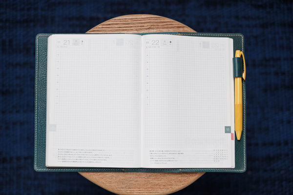 6 COLORS - A5/Hobonichi/Midori MD Navy Blue Elastic Closure Pebbled Leather Notebook Cover