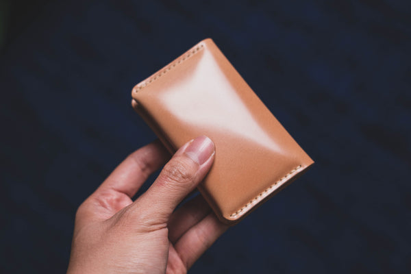 7 COLORS - Shell Cordovan Leather Folded Business Card Holder