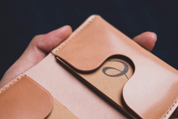 7 COLORS - Shell Cordovan Leather Folded Business Card Holder