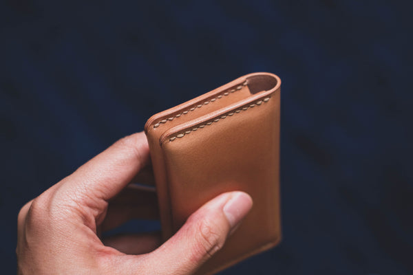 7 COLORS - Shell Cordovan Leather Folded Business Card Holder