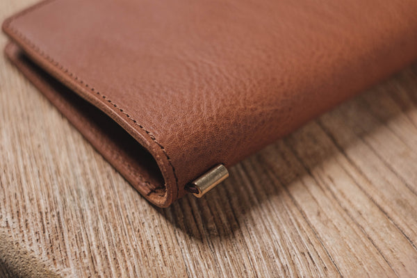 ALL SIZES - Brown Pebbled Leather Stitched Traveler's Notebook w/ Strap Closure (No inserts included)