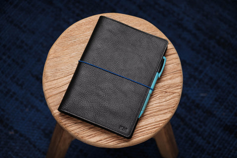 6 COLORS - A5/Hobonichi/Midori MD Elastic Closure Pebbled Leather Notebook Cover