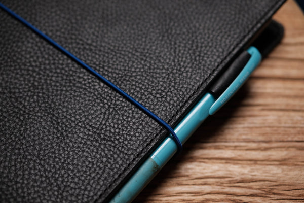 6 COLORS - A5/Hobonichi/Midori MD Elastic Closure Pebbled Leather Notebook Cover