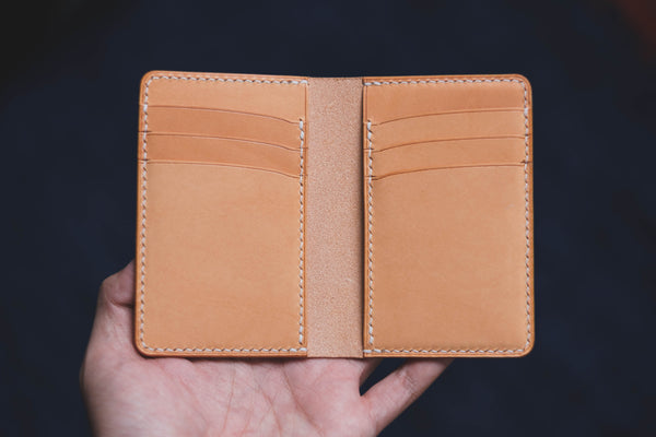 Natural Leather Vertical Card Wallet