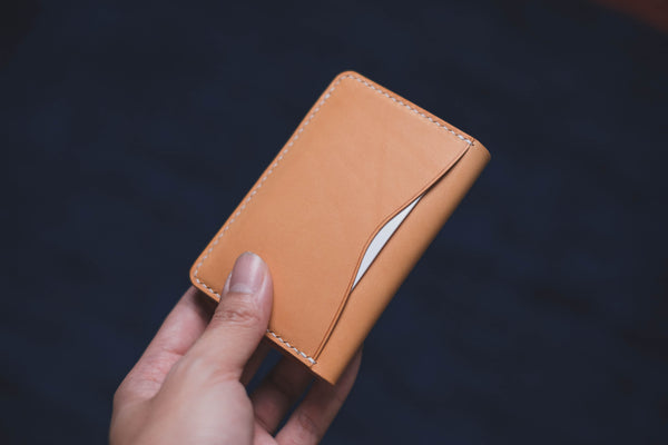 Natural Leather Vertical Card Wallet