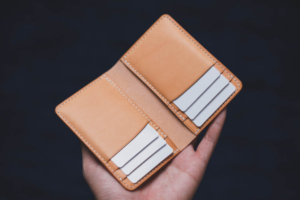 Natural Leather Vertical Card Wallet