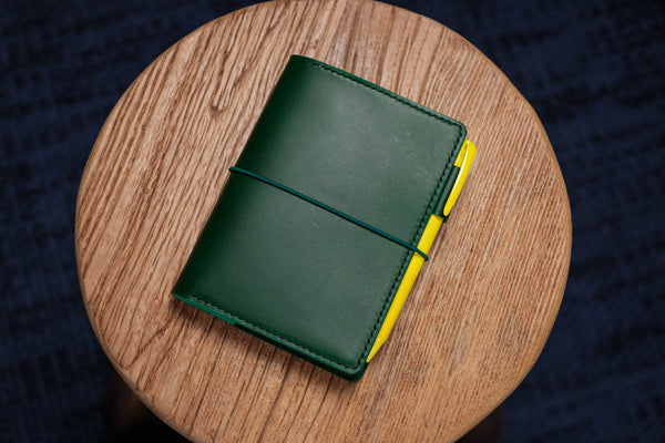 12 COLORS - A6/Hobonichi/Midori MD Mustard Yellow Buttero Leather Elastic Closure Notebook Cover