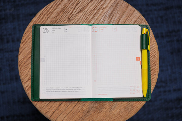 12 COLORS - A6/Hobonichi/Midori MD Green Buttero Leather Elastic Closure Notebook Cover