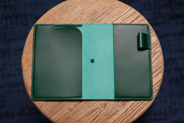 12 COLORS - A6/Hobonichi/Midori MD Green Buttero Leather Elastic Closure Notebook Cover