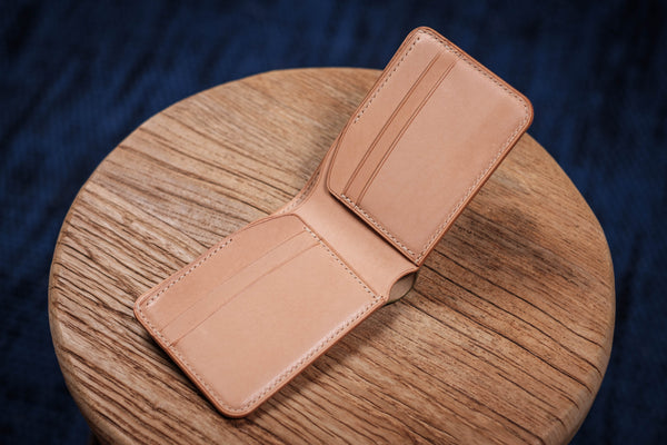 7 COLORS - 4-Slot Olive Green Shell Cordovan & Natural Leather Billfold Wallet