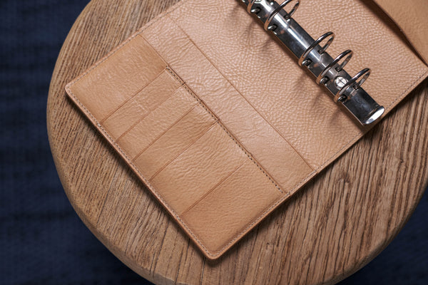 Personal/A6 Natural Pebble Leather Ring Organizer