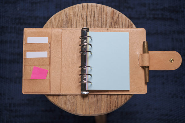 Personal/A6 Natural Pebble Leather Ring Organizer