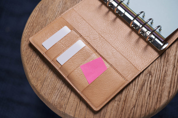 Personal/A6 Natural Pebble Leather Ring Organizer