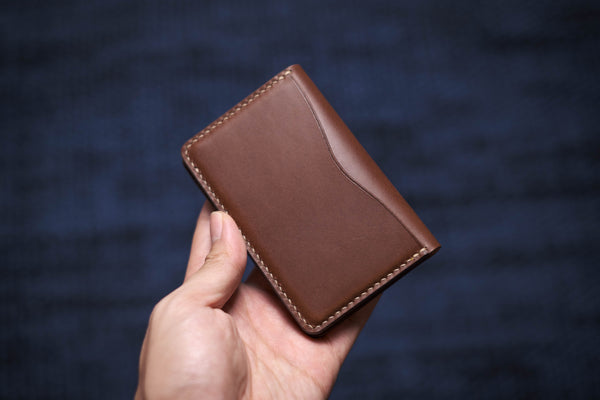 Brown Buttero Leather Vertical Card Wallet