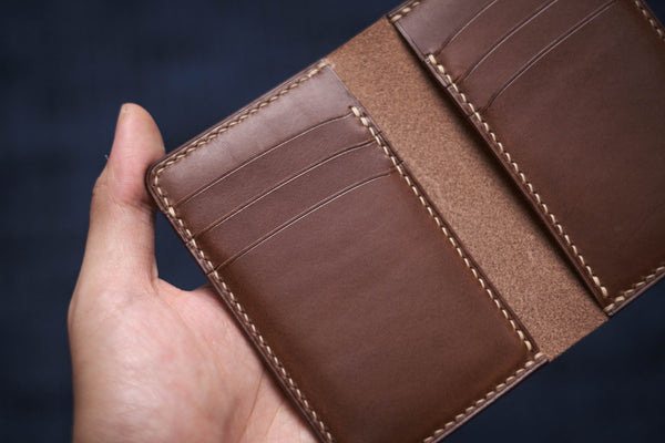 Brown Buttero Leather Vertical Card Wallet