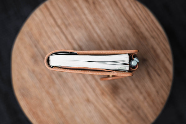 6 COLORS - A6/Hobonichi/Midori MD Natural Snap Closure Pebbled Leather Notebook Cover with Card Slots