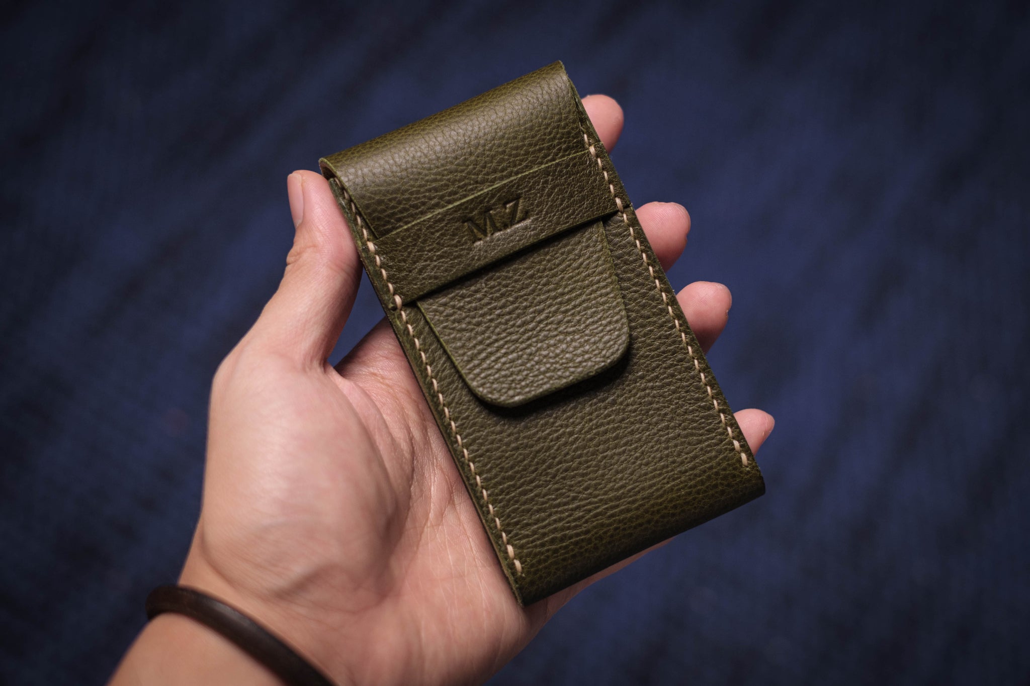 Olive Green Minerva Box Vegetable tanned Leather Watch Pouch (Type B)