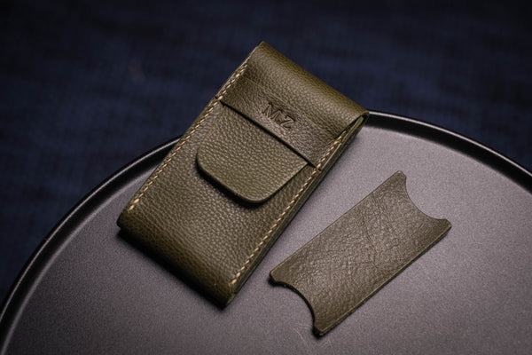 Olive Green Minerva Box Vegetable tanned Leather Watch Pouch (Type B)