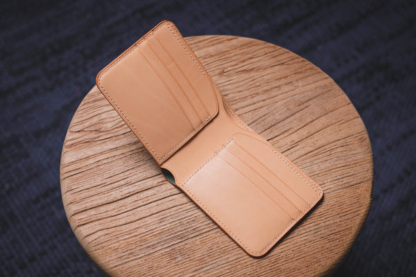 6-Slot Horween Shell Cordovan Black & Natural Leather Billfold Wallet