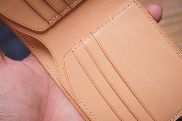 6-Slot Horween Shell Cordovan Black & Natural Leather Billfold Wallet