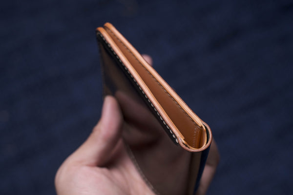 6-Slot Horween Shell Cordovan Black & Natural Leather Billfold Wallet