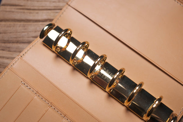 Two-Tone Pocket Black Pebble Leather Ring Organizer with Krause Rings