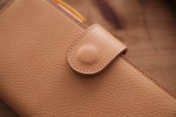 6 COLORS - Weeks Snap Closure Pebbled Leather Cover with Card Slots