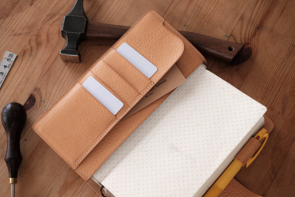 6 COLORS - Weeks Snap Closure Pebbled Leather Cover with Card Slots