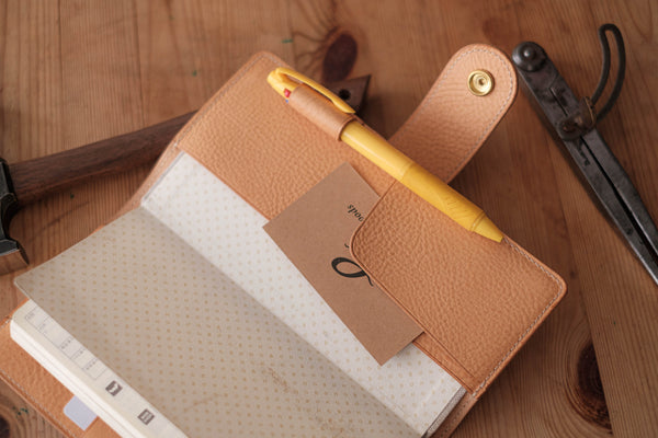 6 COLORS - Weeks Snap Closure Pebbled Leather Cover with Card Slots