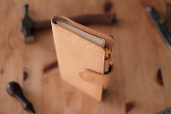 6 COLORS - Weeks Snap Closure Pebbled Leather Cover with Card Slots