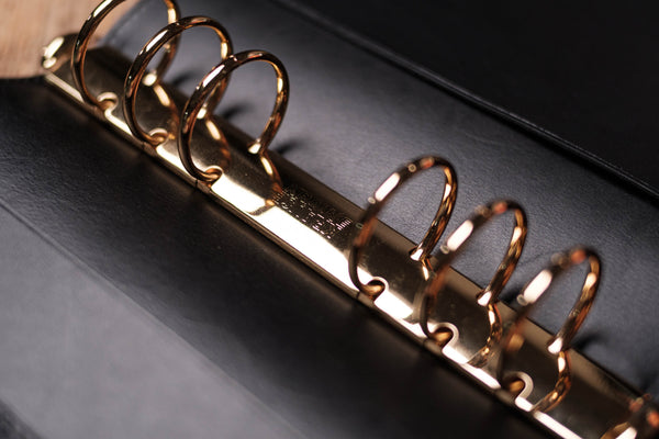 Personal Black Leather Ring Organizer with Krause rings