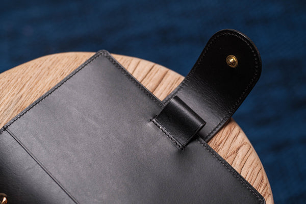 Personal Black Leather Ring Organizer with Krause rings