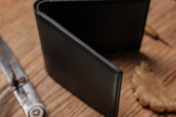 Black Goats Leather 6-Slot Bifold Wallet