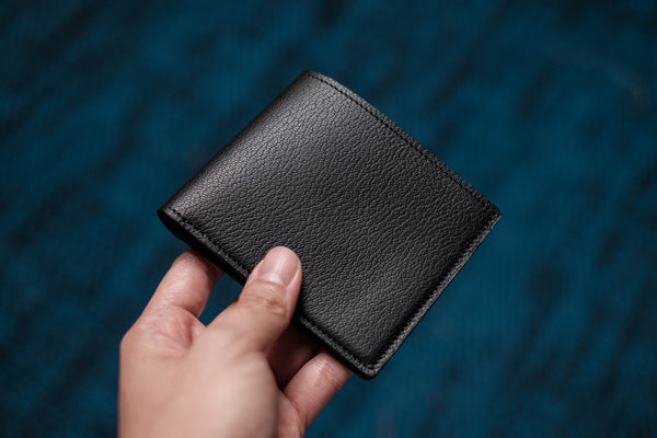 Black Goats Leather 6-Slot Bifold Wallet