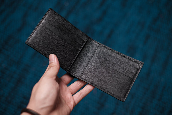 Black Goats Leather 6-Slot Bifold Wallet