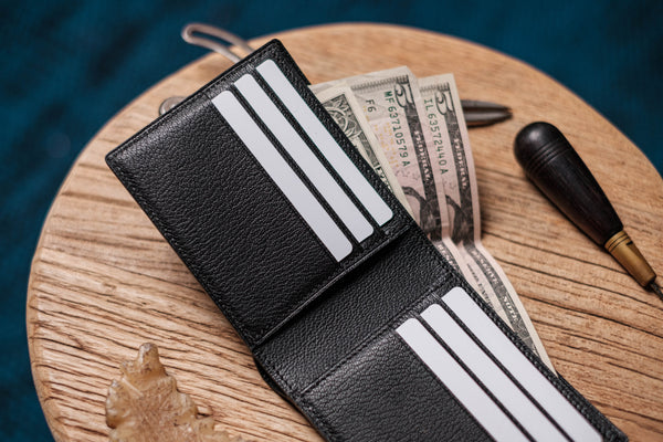 Black Goats Leather 6-Slot Bifold Wallet