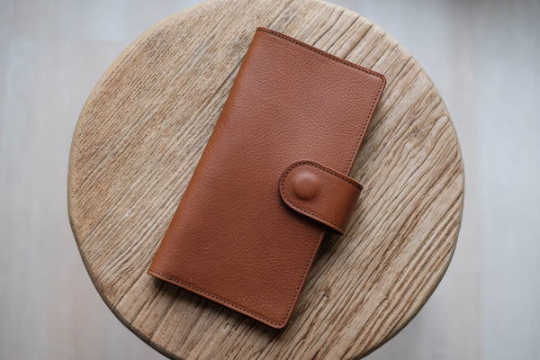 6 COLORS - Weeks Snap Closure Pebbled Leather Notebook Cover