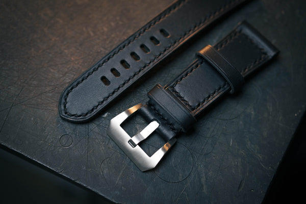 Black Buttero Leather Heritage Strap for Panerai (22, 24 or 26 mm)